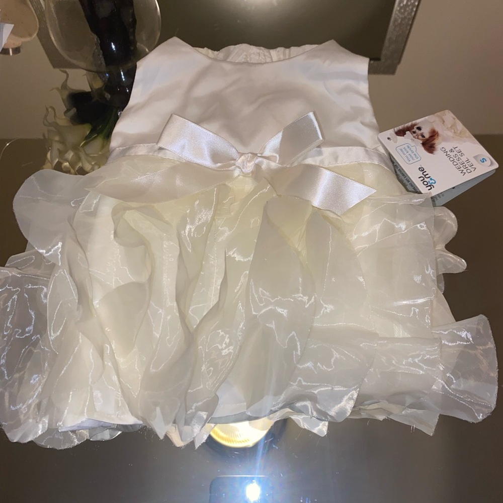 Doggy Wedding Dress and Veil Set BNWT